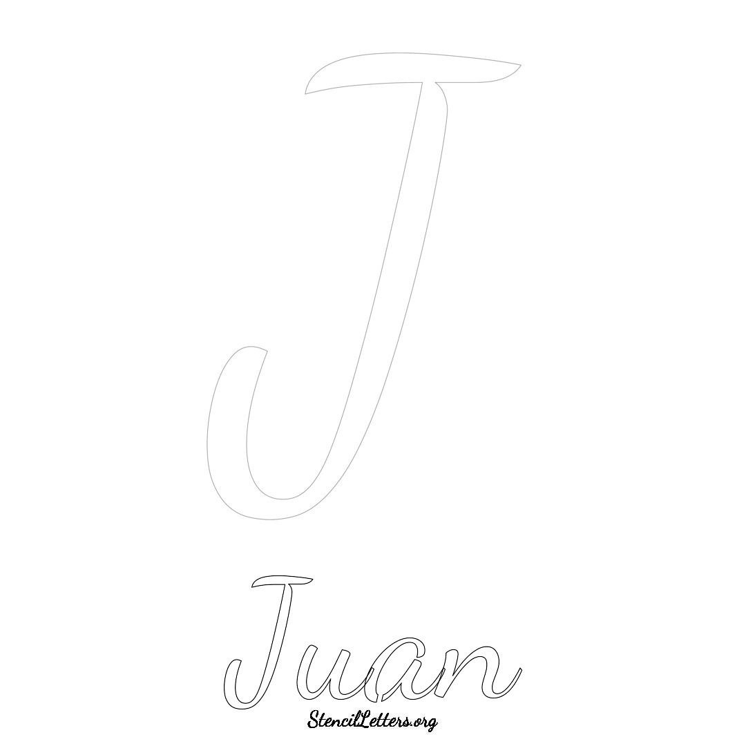 Juan printable name initial stencil in Cursive Script Lettering