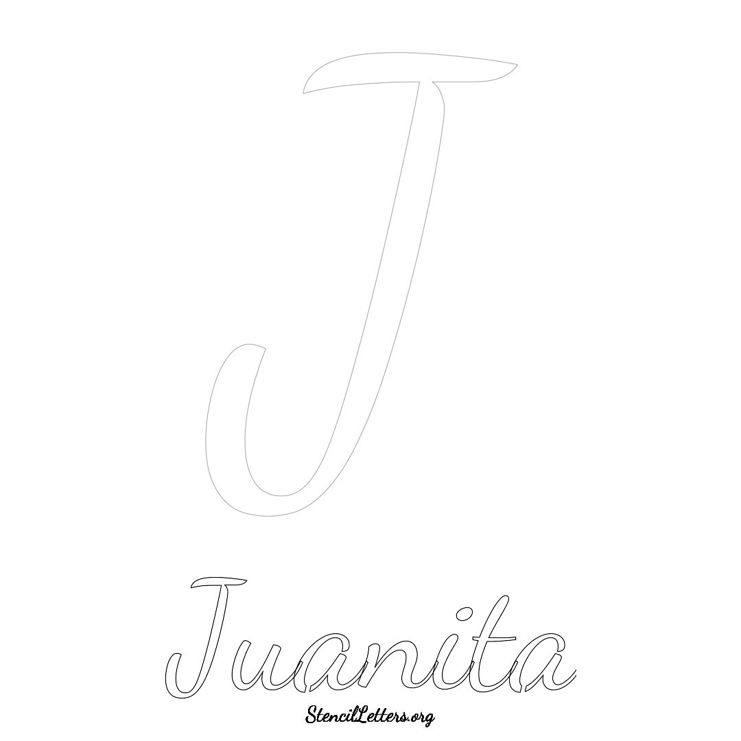 Juanita printable name initial stencil in Cursive Script Lettering