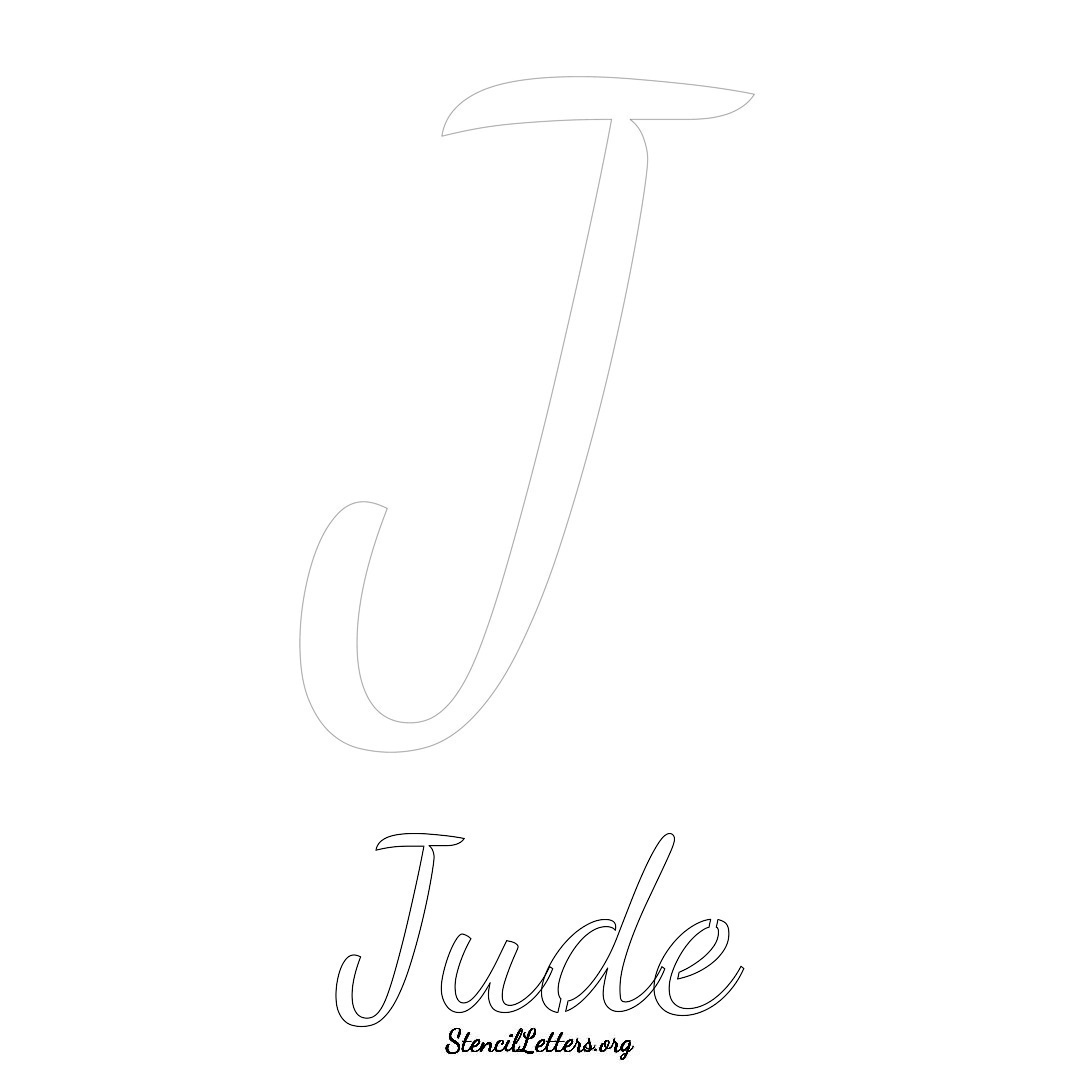 Jude printable name initial stencil in Cursive Script Lettering