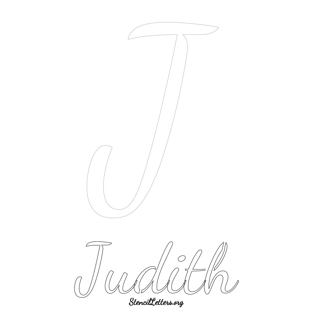 Judith printable name initial stencil in Cursive Script Lettering