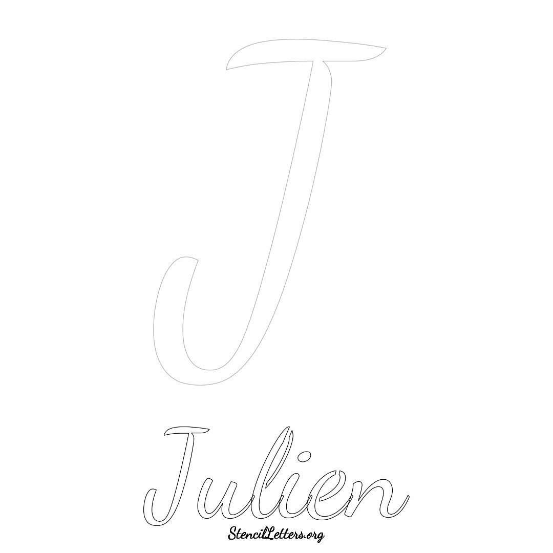 Julien printable name initial stencil in Cursive Script Lettering