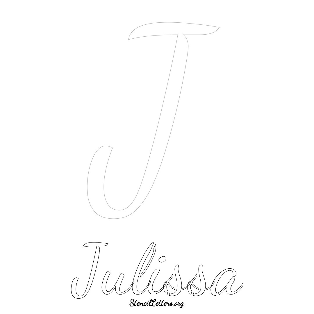 Julissa printable name initial stencil in Cursive Script Lettering