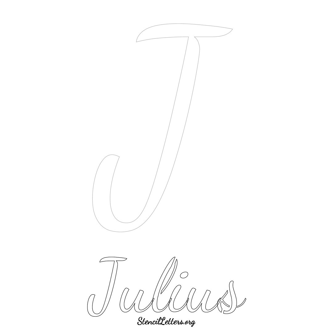 Julius printable name initial stencil in Cursive Script Lettering