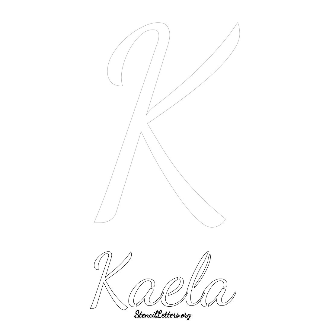 Kaela printable name initial stencil in Cursive Script Lettering