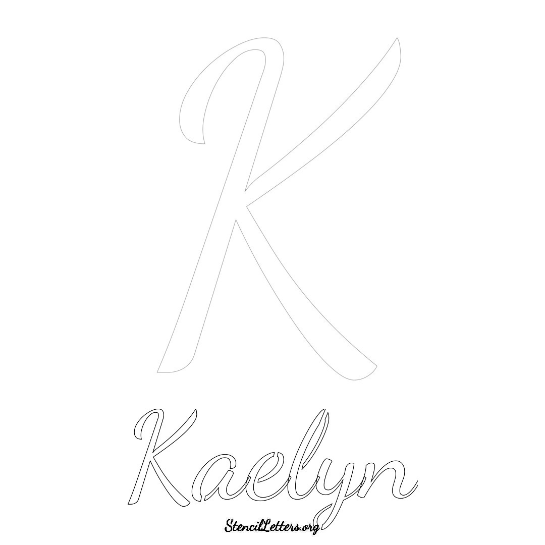 Kaelyn printable name initial stencil in Cursive Script Lettering