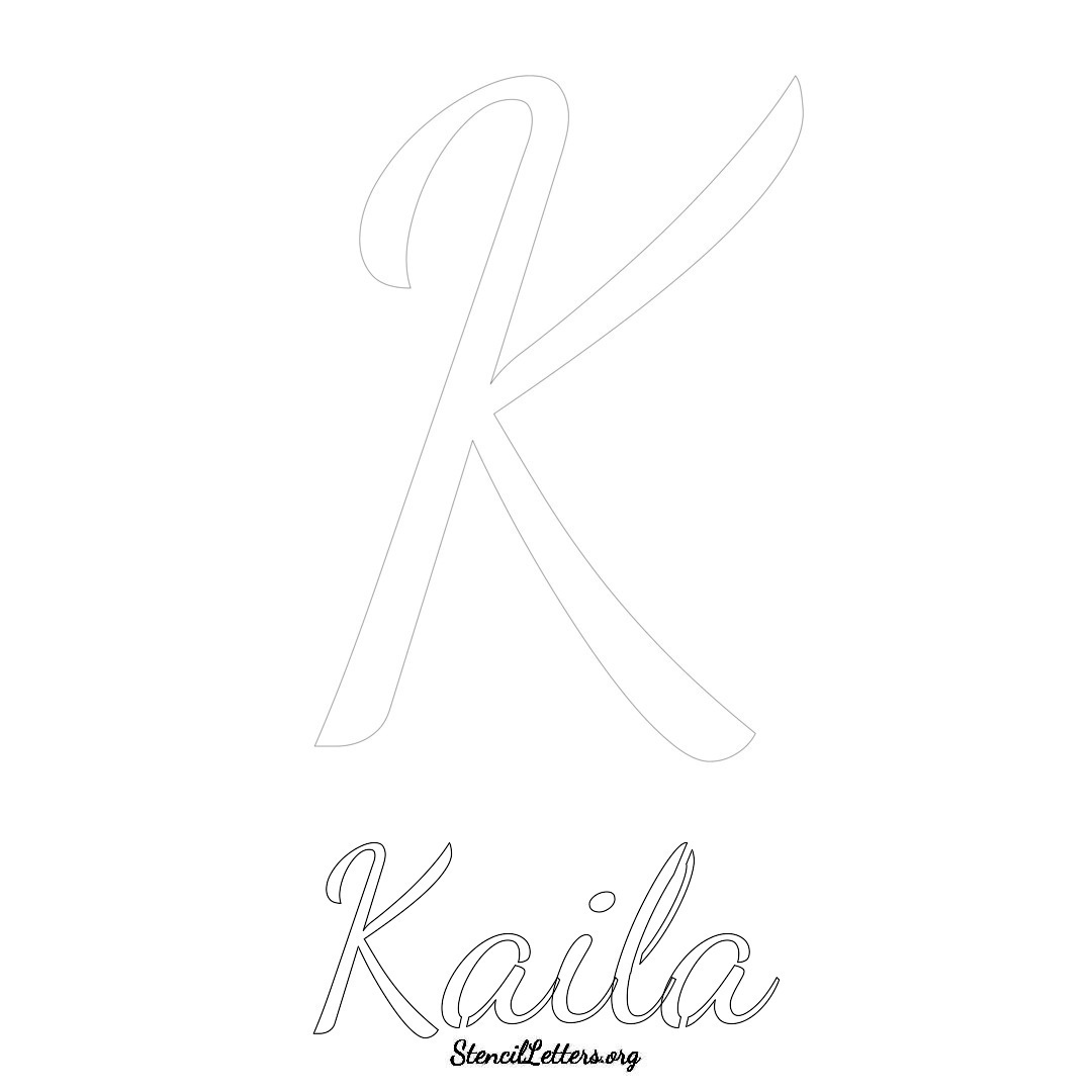Kaila printable name initial stencil in Cursive Script Lettering