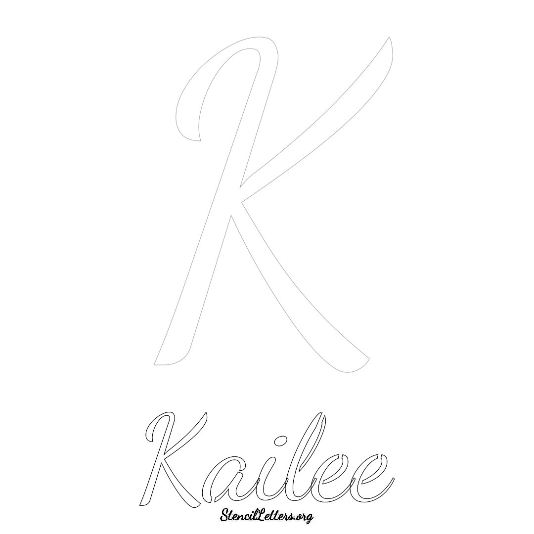 Kailee printable name initial stencil in Cursive Script Lettering