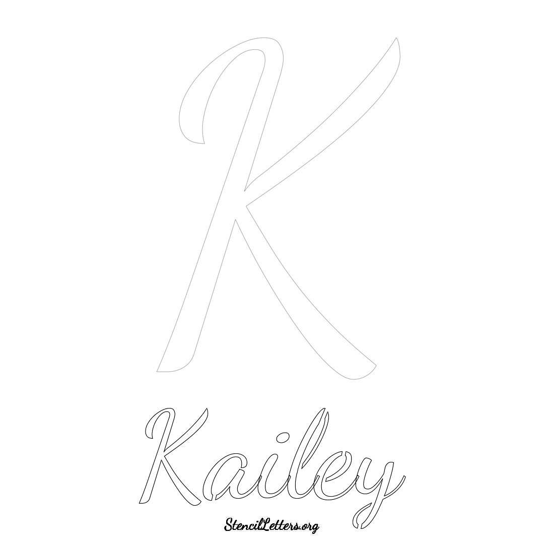 Kailey printable name initial stencil in Cursive Script Lettering