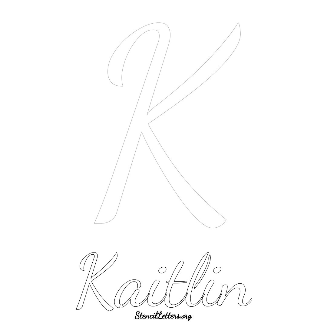 Kaitlin printable name initial stencil in Cursive Script Lettering