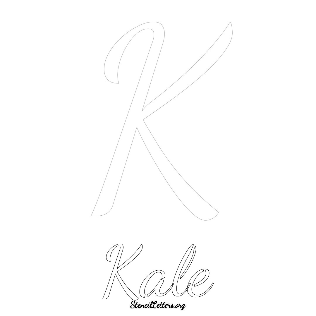 Kale printable name initial stencil in Cursive Script Lettering