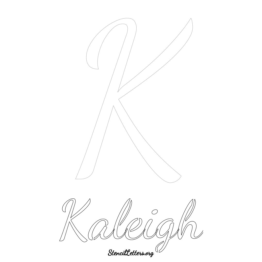 Kaleigh printable name initial stencil in Cursive Script Lettering