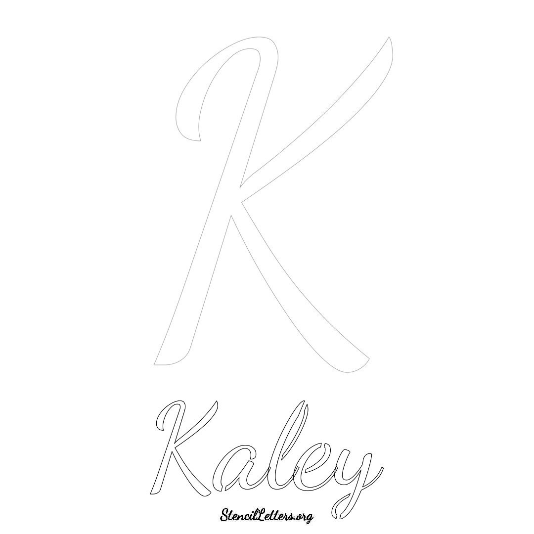 Kaley printable name initial stencil in Cursive Script Lettering