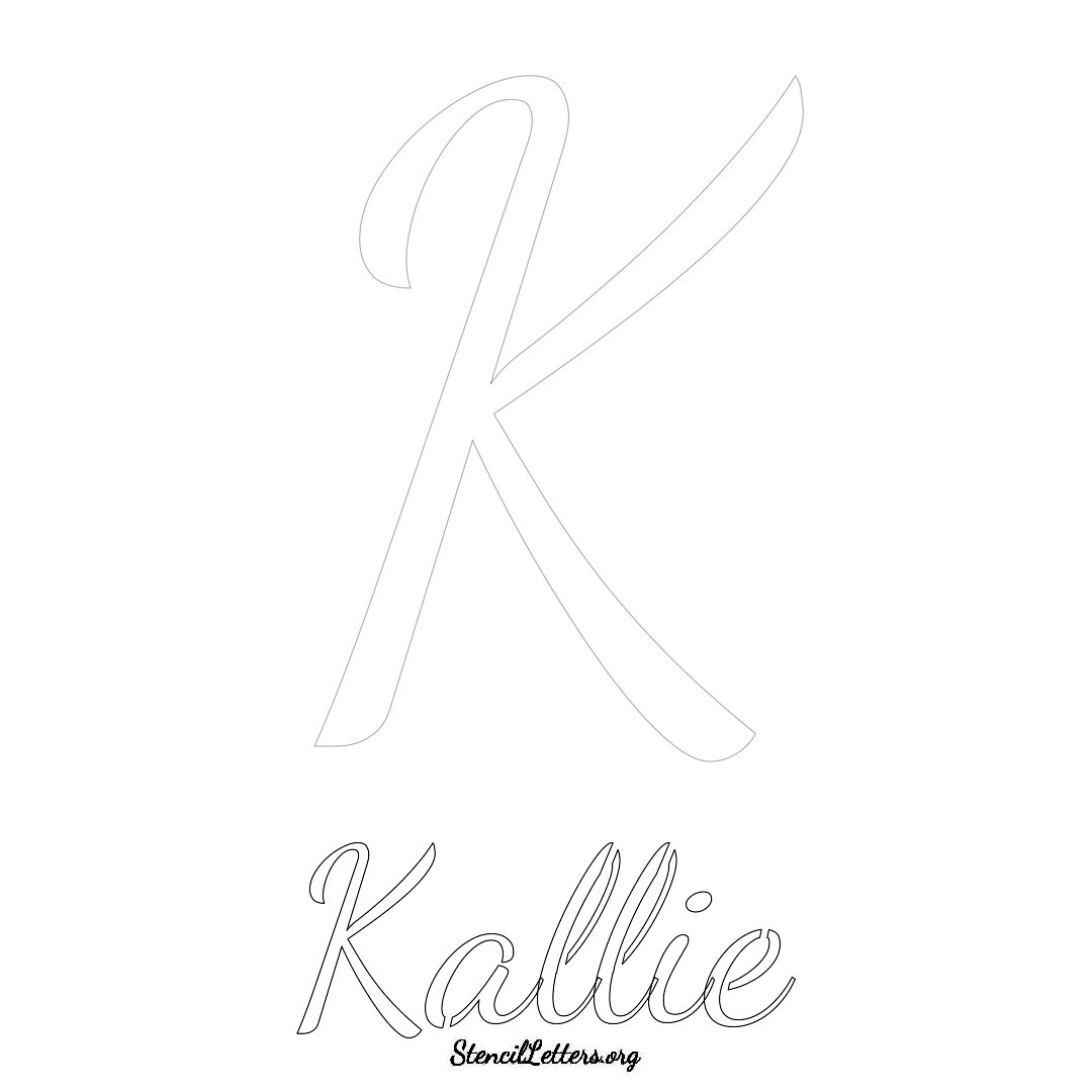 Kallie printable name initial stencil in Cursive Script Lettering