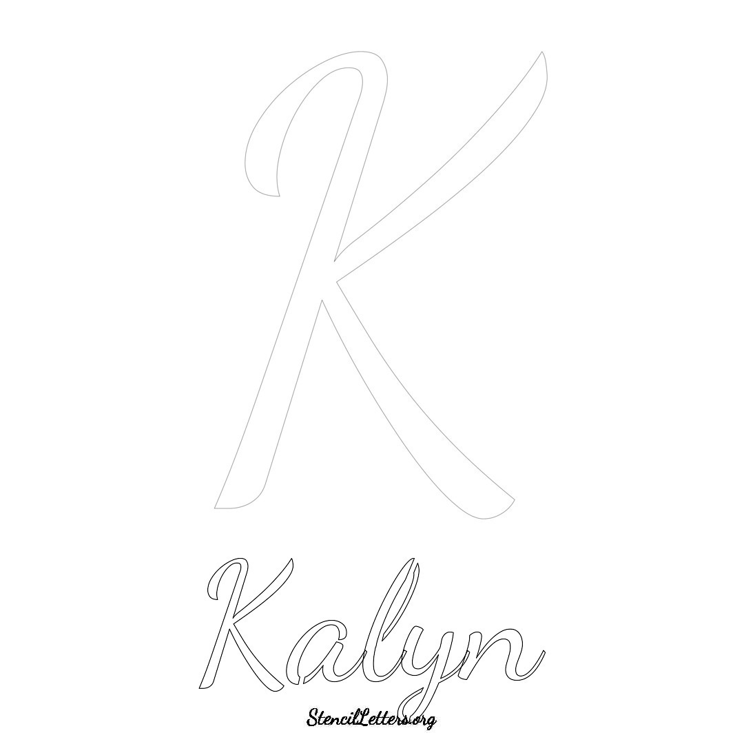 Kalyn printable name initial stencil in Cursive Script Lettering