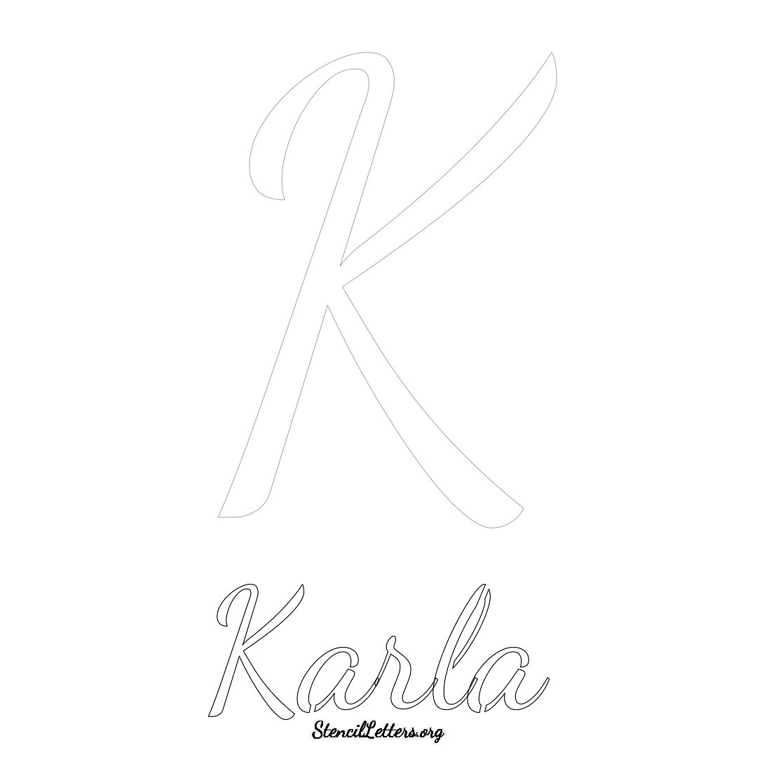 Karla printable name initial stencil in Cursive Script Lettering