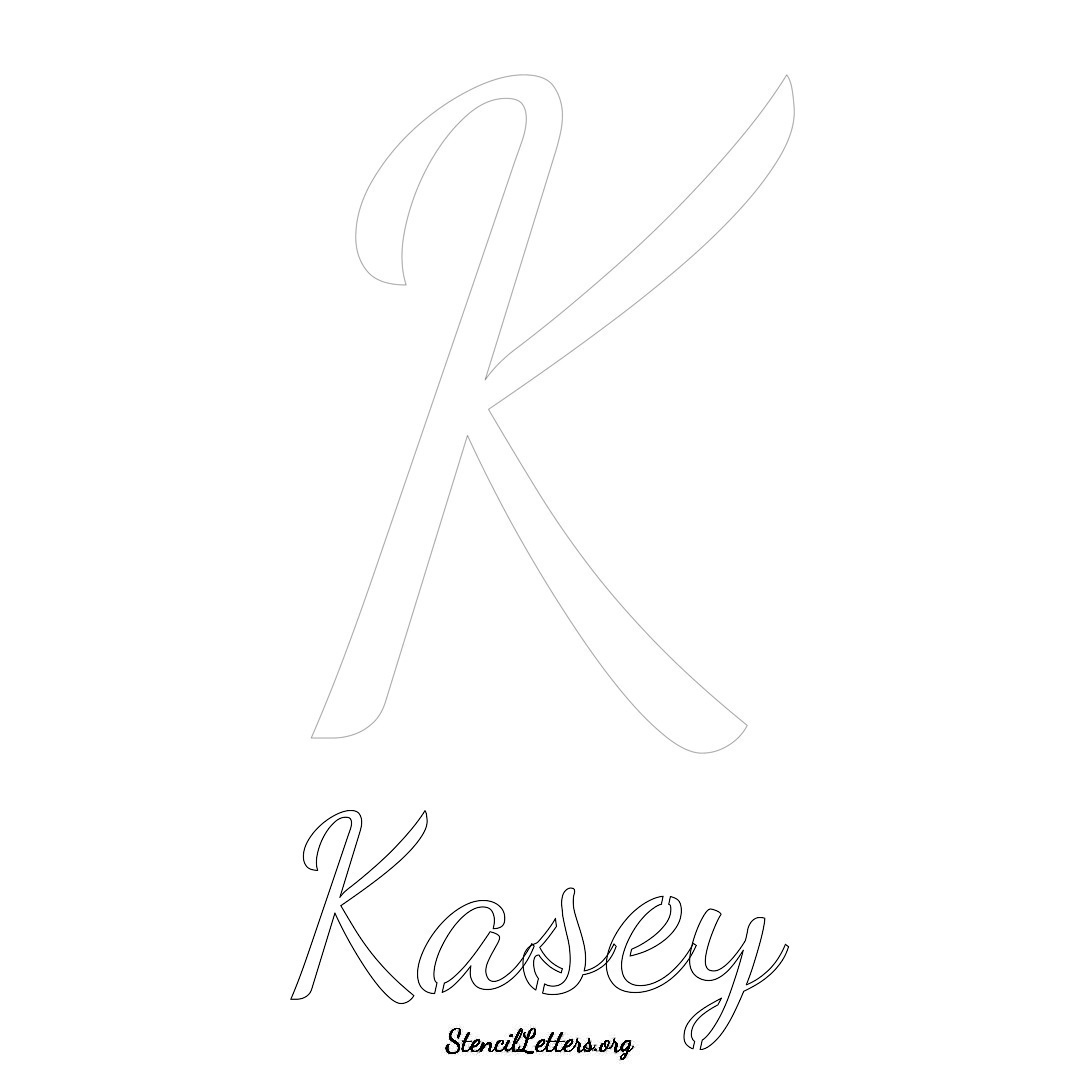 Kasey printable name initial stencil in Cursive Script Lettering