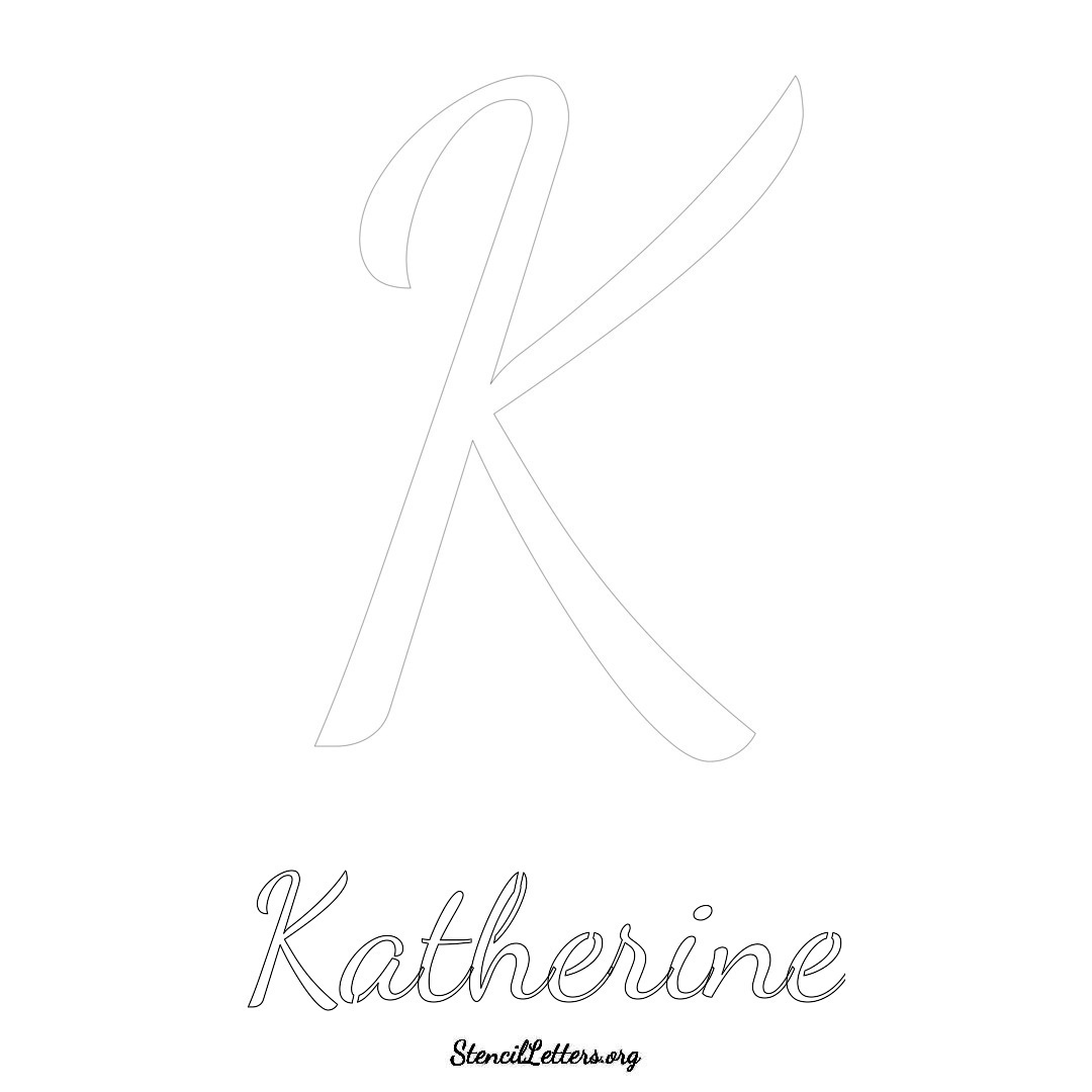 Katherine printable name initial stencil in Cursive Script Lettering