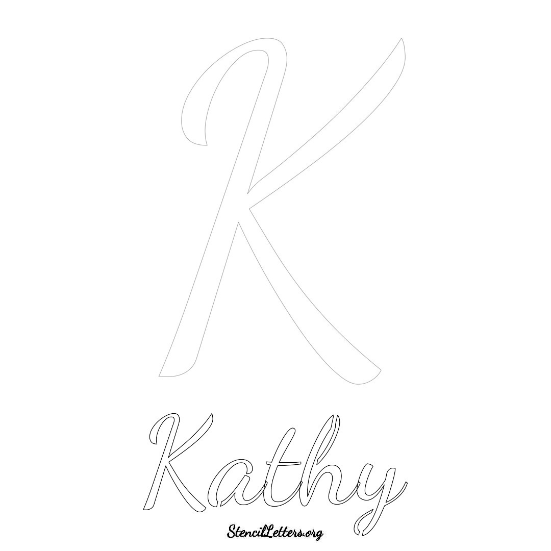 Kathy printable name initial stencil in Cursive Script Lettering