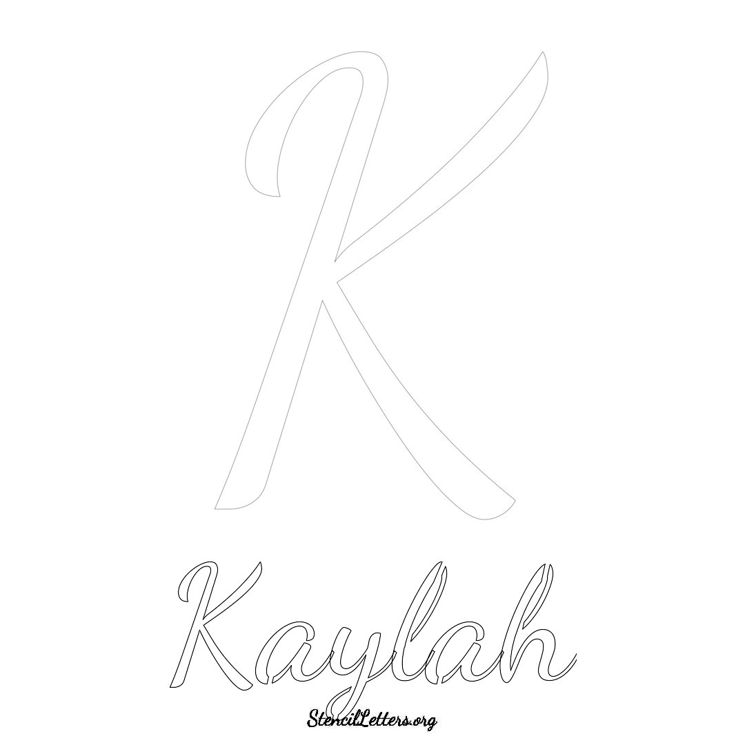 Kaylah printable name initial stencil in Cursive Script Lettering