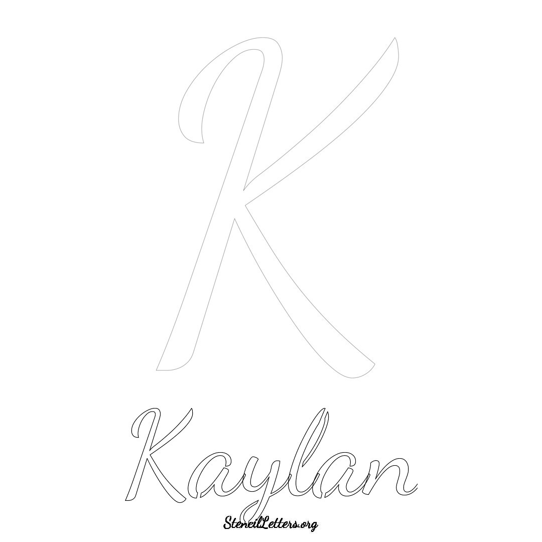 Kaylan printable name initial stencil in Cursive Script Lettering