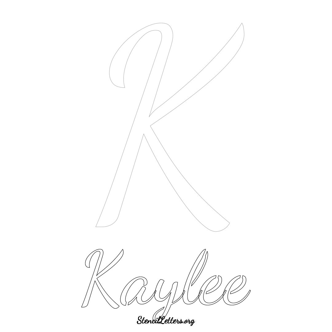 Kaylee printable name initial stencil in Cursive Script Lettering