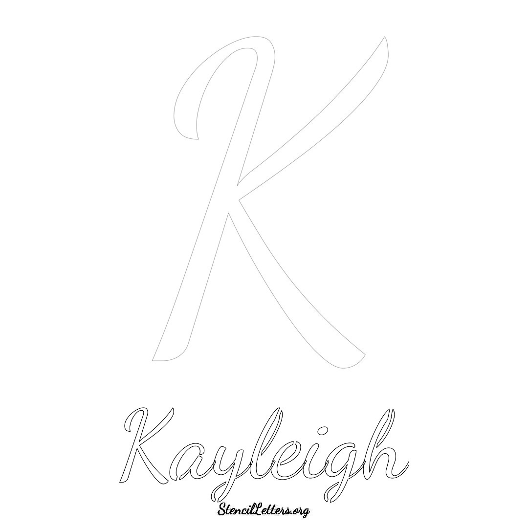 Kayleigh printable name initial stencil in Cursive Script Lettering