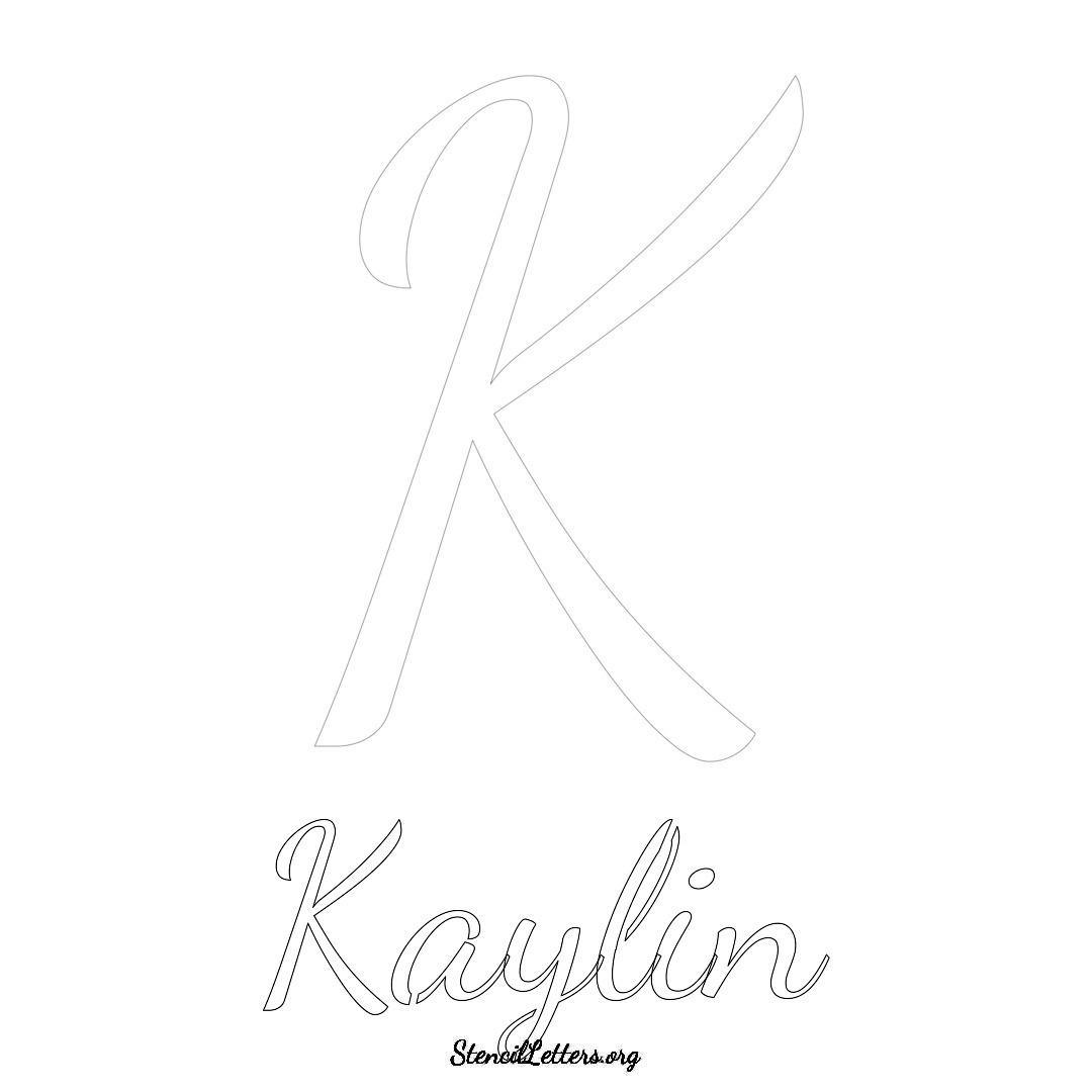 Kaylin printable name initial stencil in Cursive Script Lettering