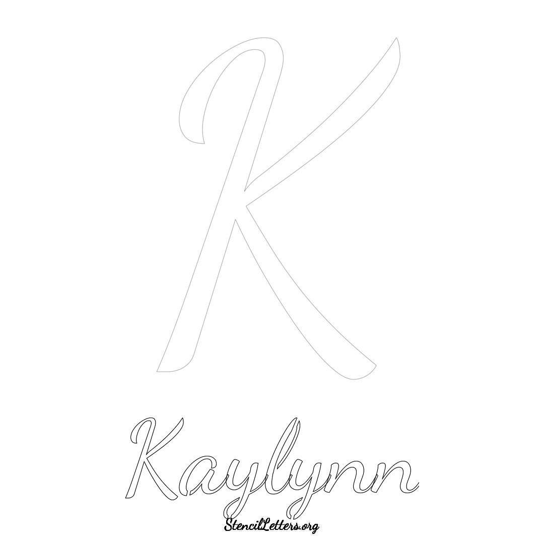 Kaylynn printable name initial stencil in Cursive Script Lettering