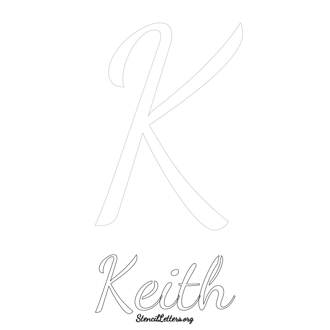 Keith printable name initial stencil in Cursive Script Lettering