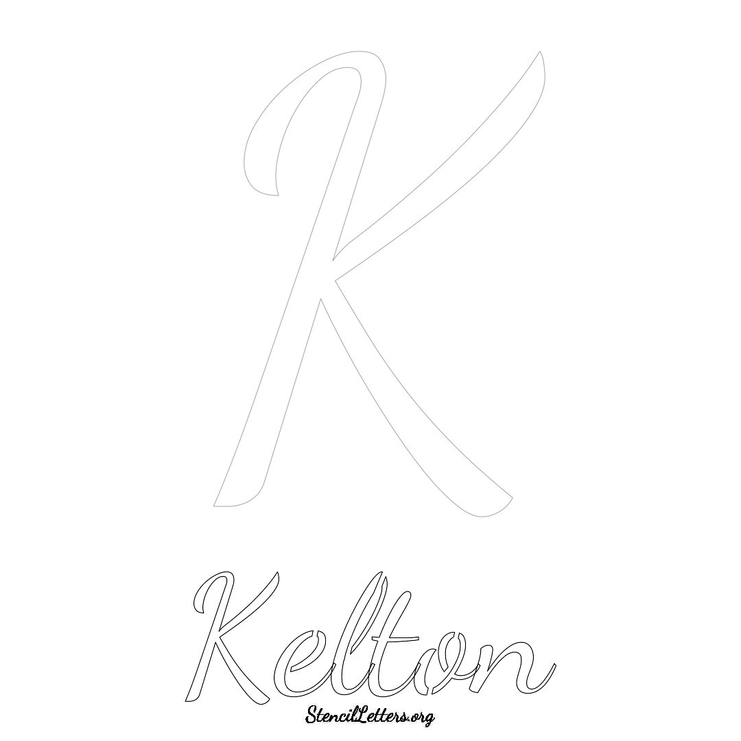 Kelton printable name initial stencil in Cursive Script Lettering