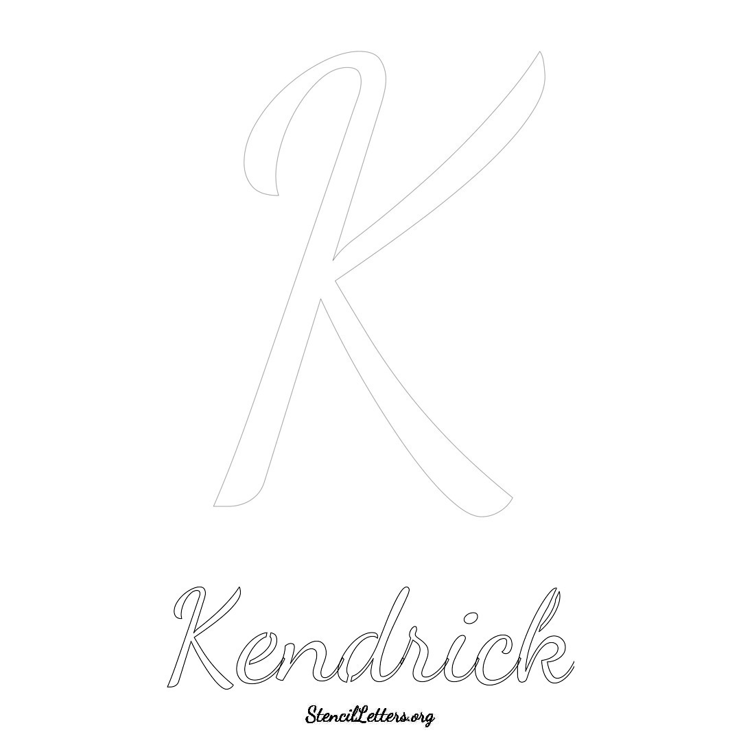 Kendrick printable name initial stencil in Cursive Script Lettering