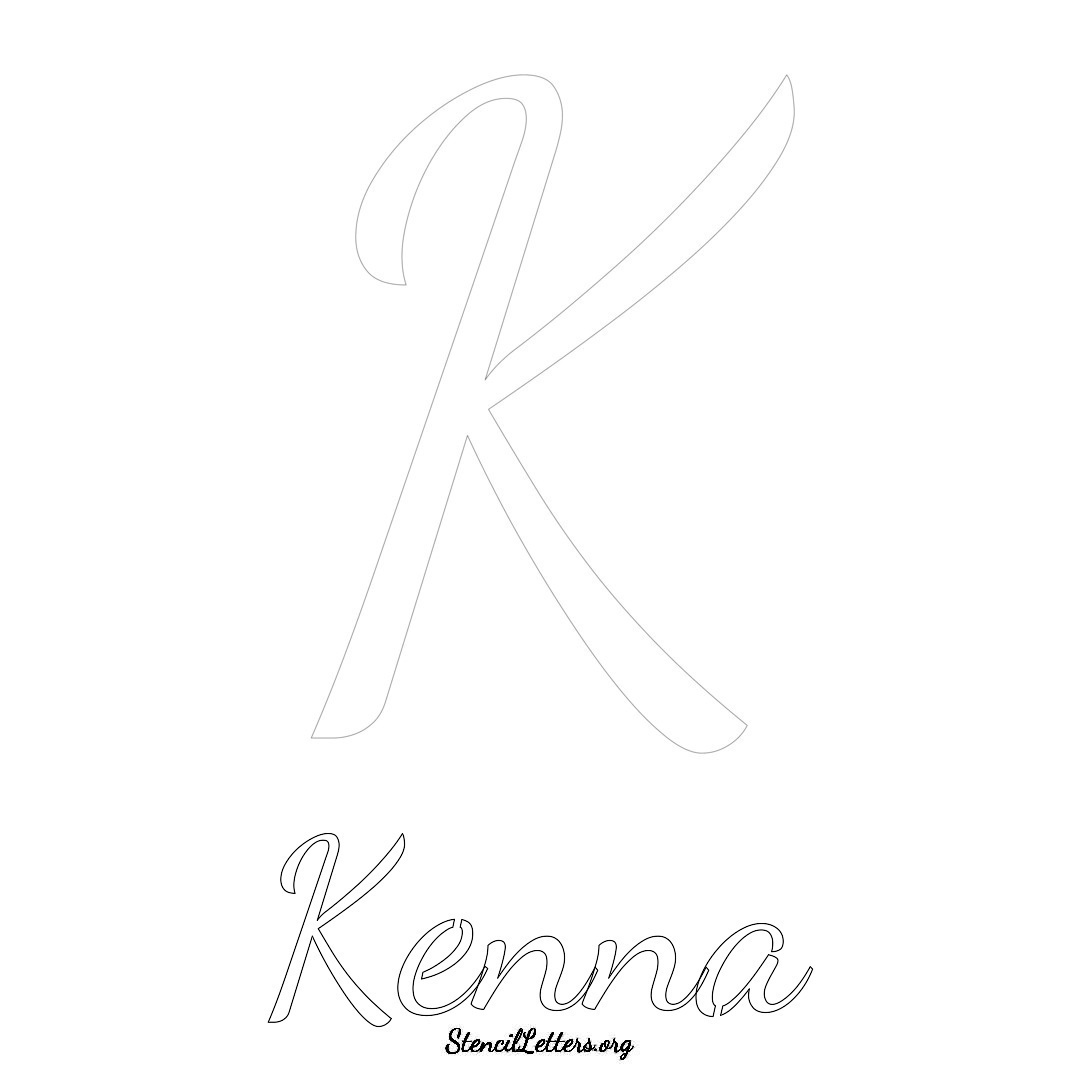 Kenna printable name initial stencil in Cursive Script Lettering