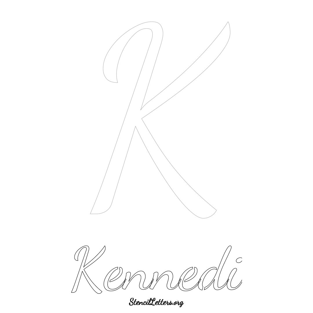 Kennedi printable name initial stencil in Cursive Script Lettering
