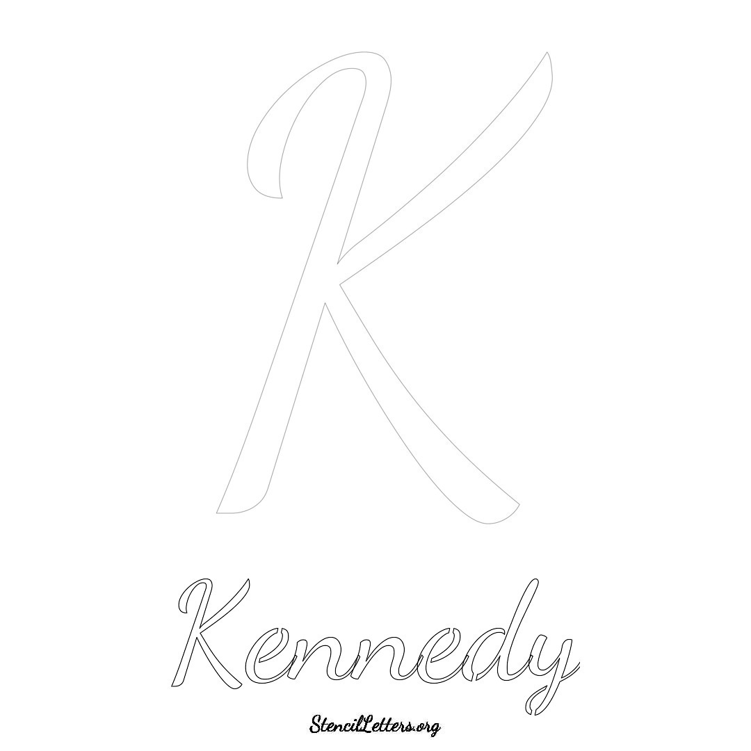 Kennedy printable name initial stencil in Cursive Script Lettering