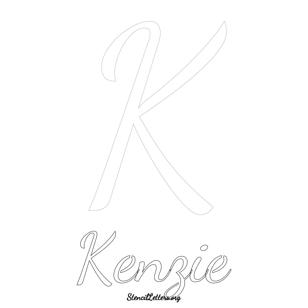 Kenzie printable name initial stencil in Cursive Script Lettering