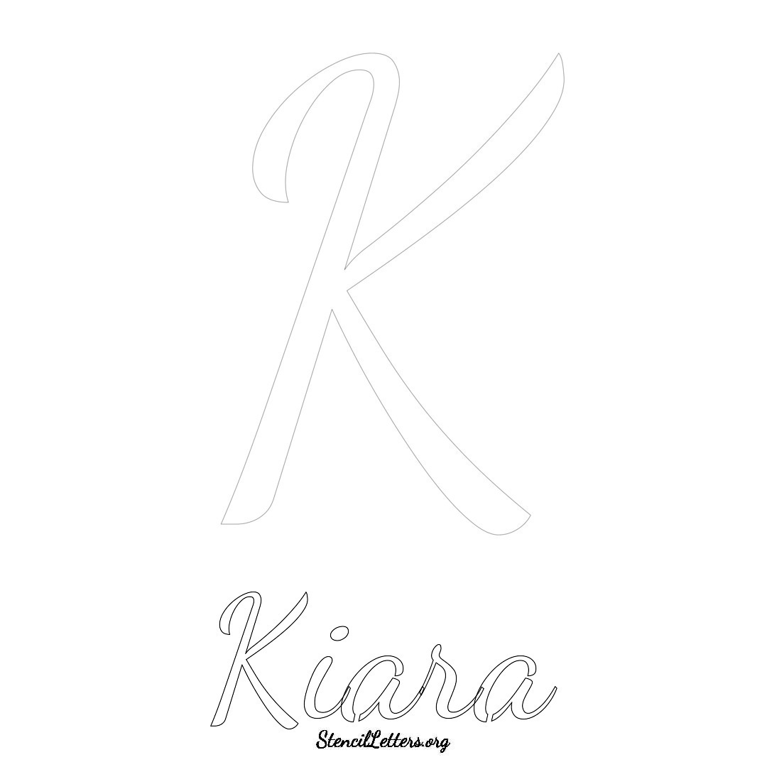 Kiara printable name initial stencil in Cursive Script Lettering