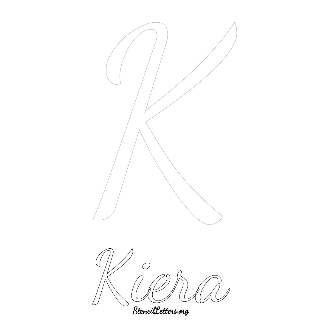 Kiera printable name initial stencil in Cursive Script Lettering