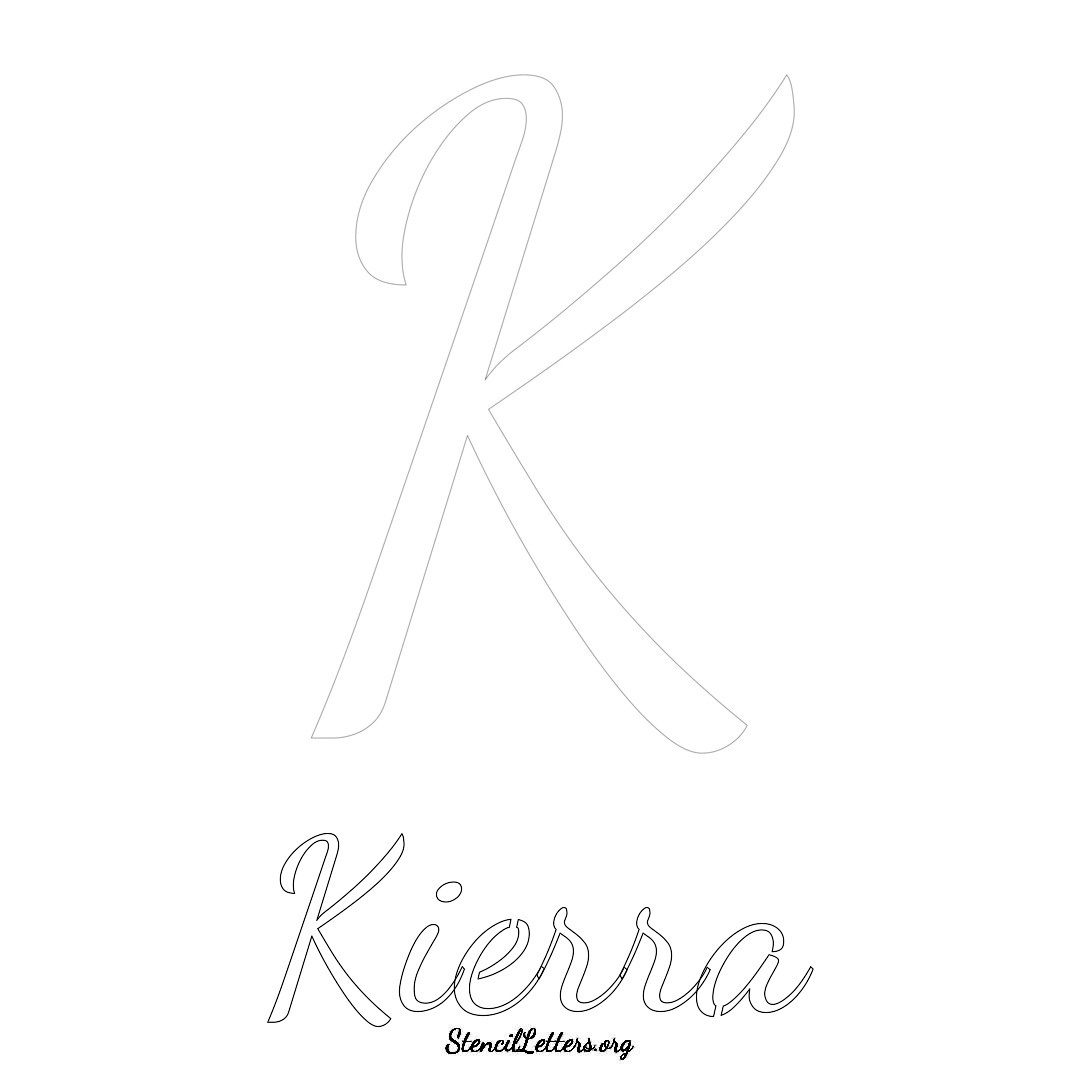 Kierra printable name initial stencil in Cursive Script Lettering