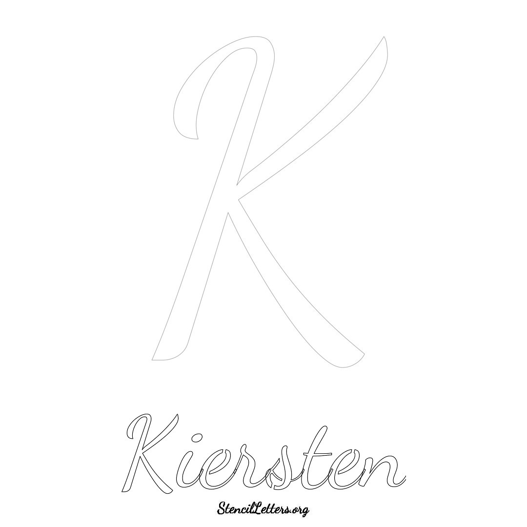 Kiersten printable name initial stencil in Cursive Script Lettering