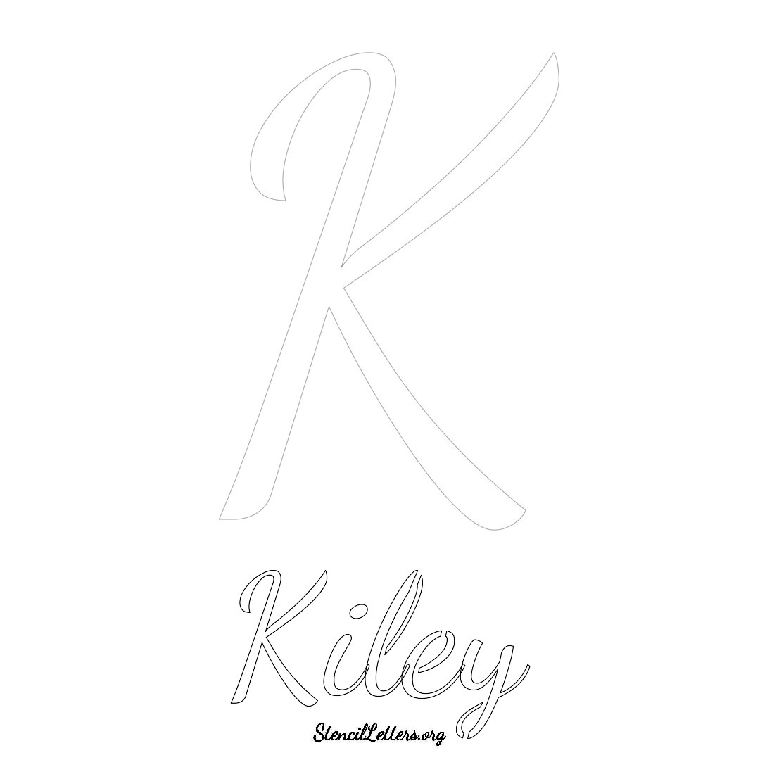 Kiley printable name initial stencil in Cursive Script Lettering