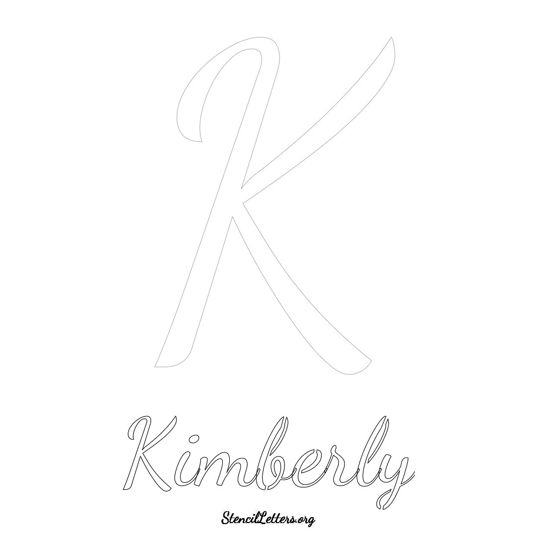 Kimberly printable name initial stencil in Cursive Script Lettering