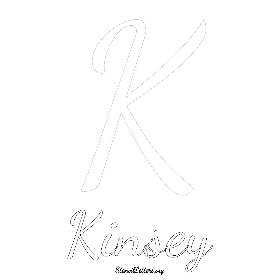 Kinsey printable name initial stencil in Cursive Script Lettering