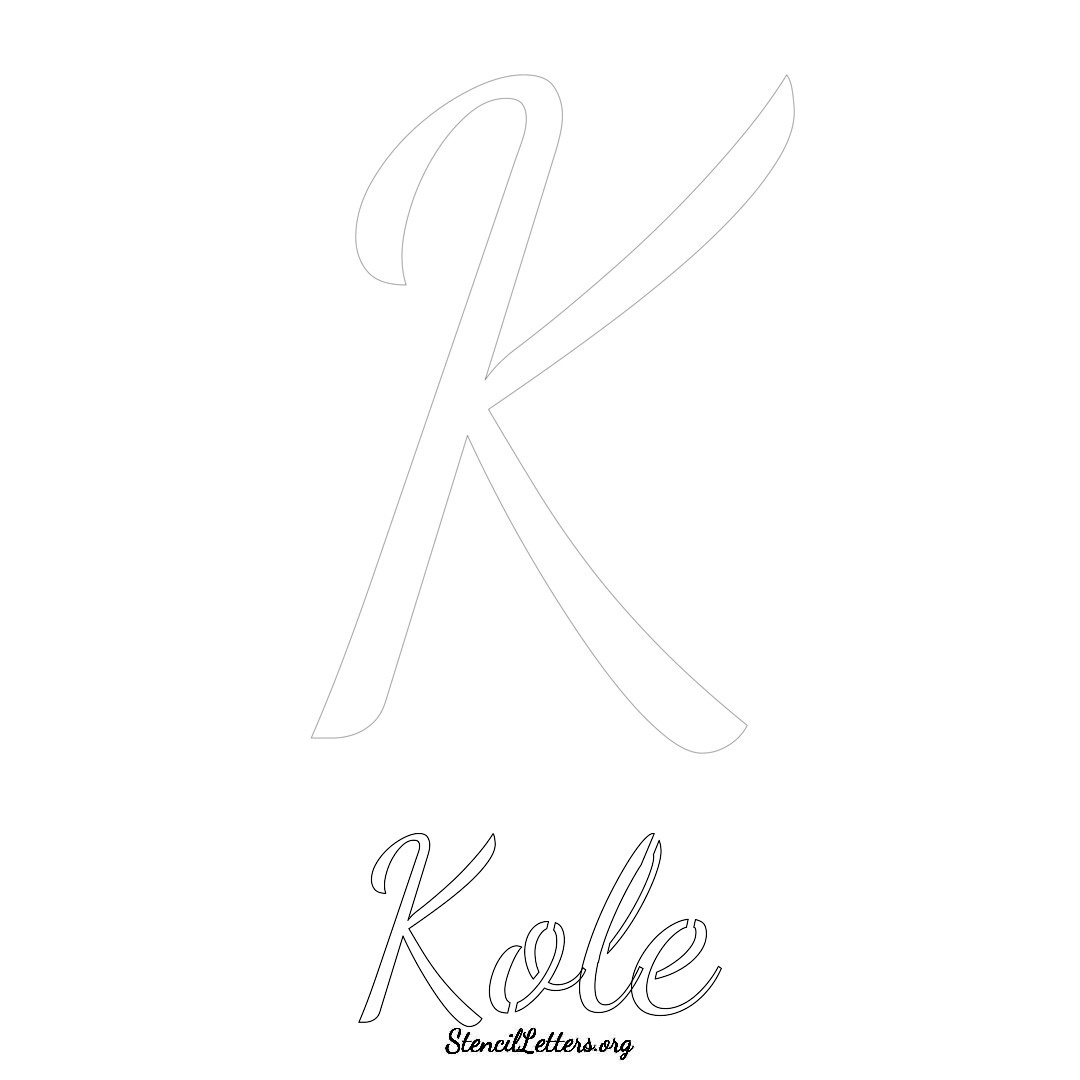 Kole printable name initial stencil in Cursive Script Lettering