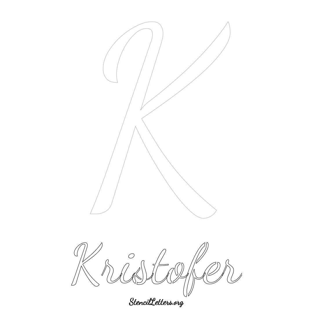 Kristofer printable name initial stencil in Cursive Script Lettering