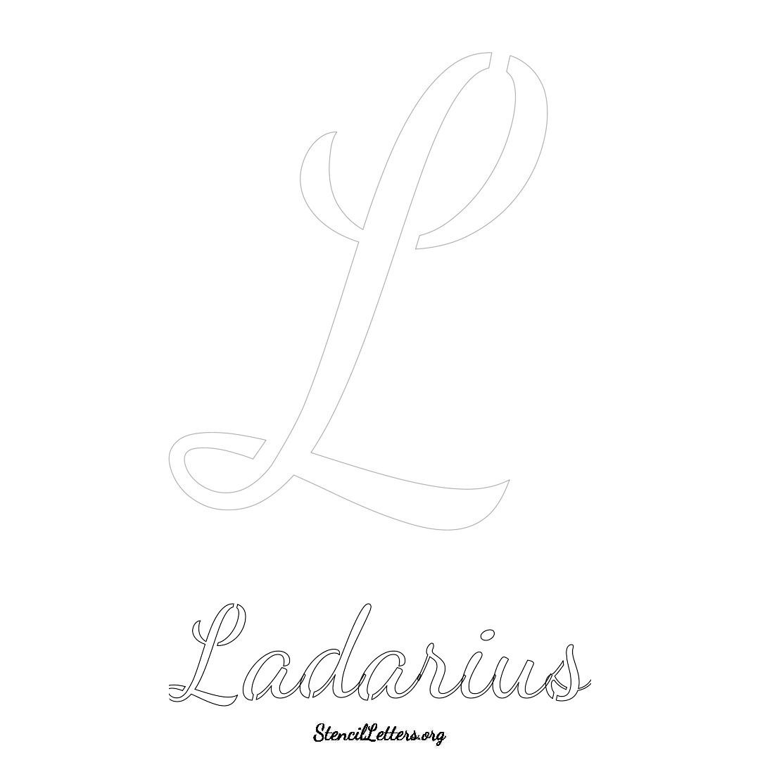 Ladarius printable name initial stencil in Cursive Script Lettering