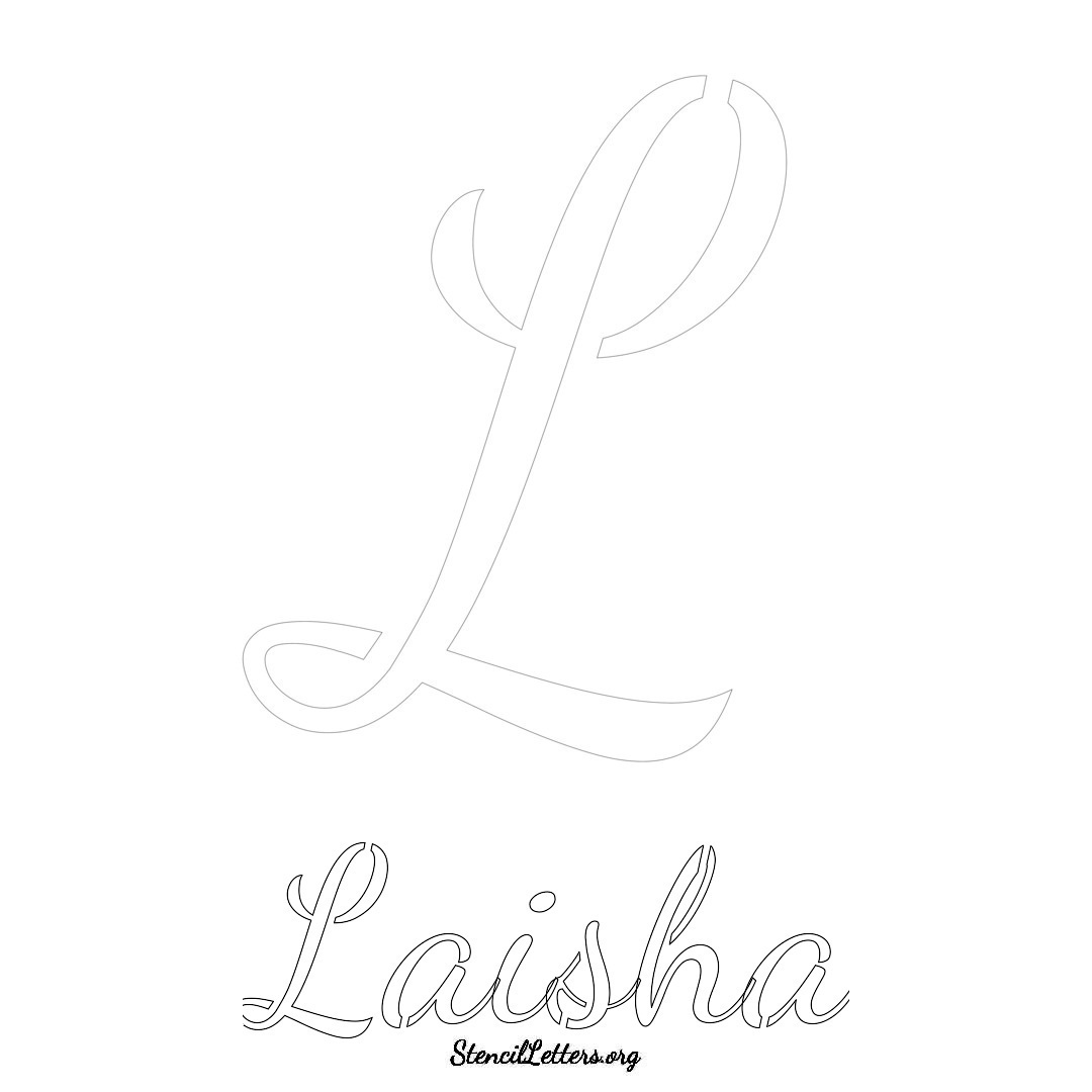 Laisha printable name initial stencil in Cursive Script Lettering