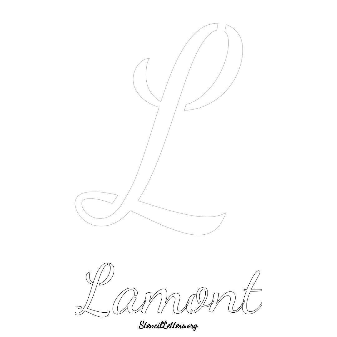 Lamont printable name initial stencil in Cursive Script Lettering