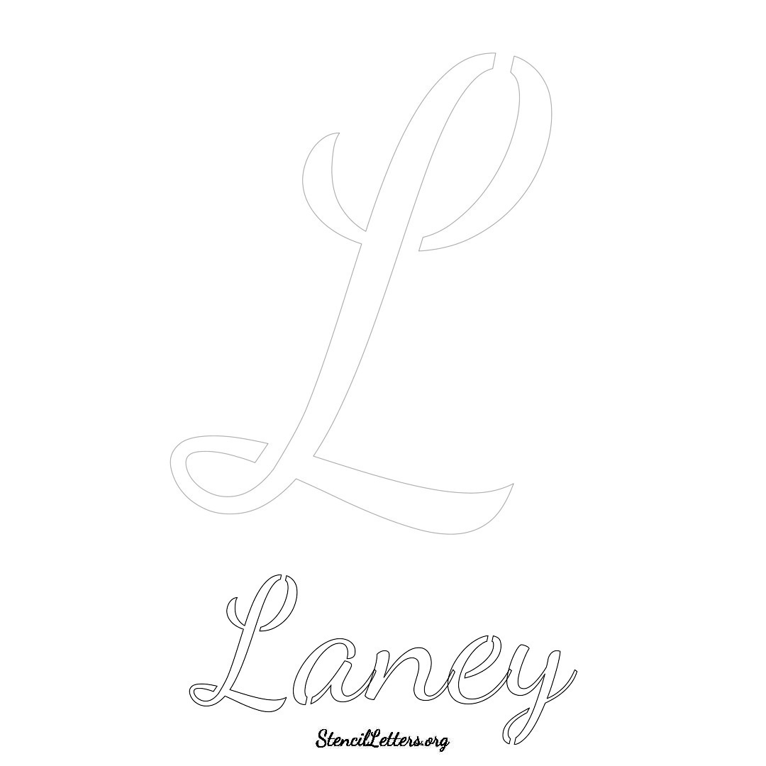 Laney printable name initial stencil in Cursive Script Lettering