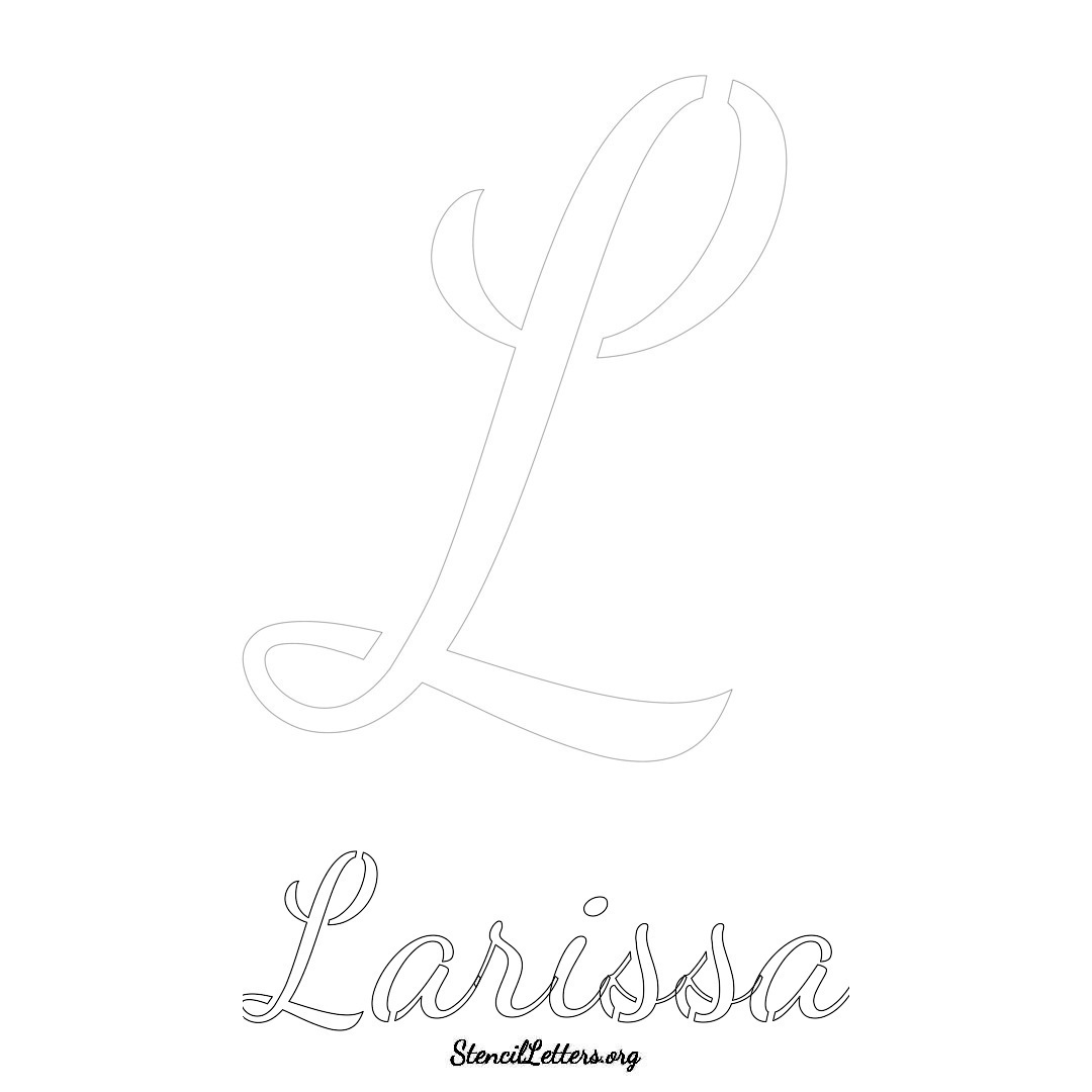 Larissa printable name initial stencil in Cursive Script Lettering