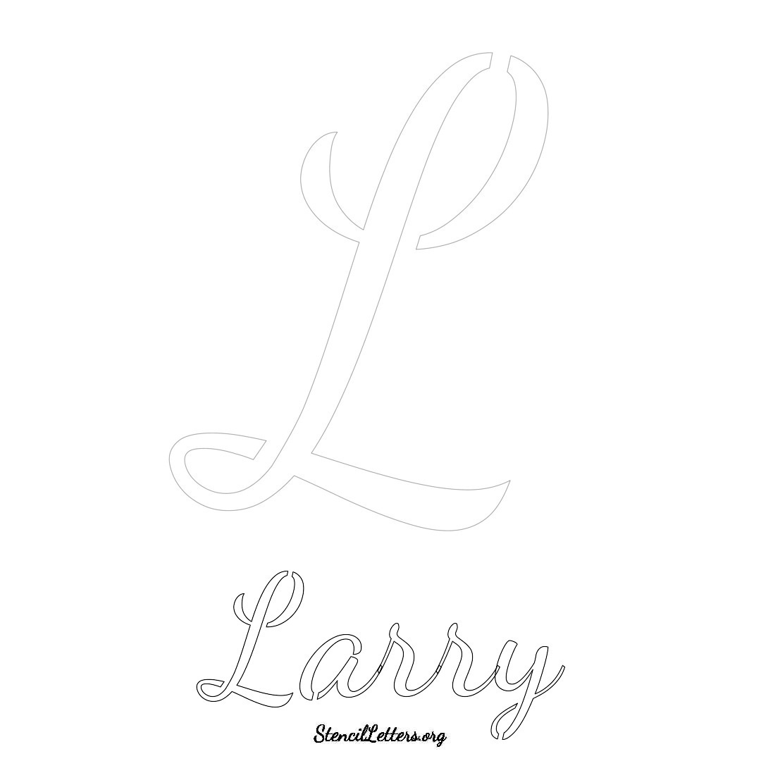 Larry printable name initial stencil in Cursive Script Lettering